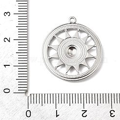 304ステンレスペンダント  太陽のチャーム入りフラットラウンド  変色防止  ステンレス鋼色  25x22x2mm  穴：1.4mm&nbsp;LS-STAS-H482-01P