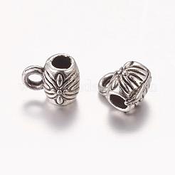 チベット風チューブベイル  ループベイル  保釈ビーズ  バレル  アンティークシルバー  7x6mm  穴：2mm  内径：2mm&nbsp;X-TIBE-E018-AS
