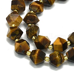 天然石タイガーアイビーズ連売り  多面カット  八角形  9~10.5x9~10.5x7.5~8.5mm  穴：1mm  約36~40個/連  39~39.5cm&nbsp;G-I376-A62-01