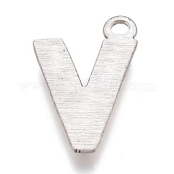 変色しにくい304ステンレススチールペンダント  アルファベット  文字.v  16x11x2mm  穴：2mm&nbsp;STAS-H119-01P-V