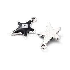 合金エナメルチャーム  ナザールボンジュウのチャーム入り星  カドミウムフリー＆ニッケルフリー＆鉛フリー  アンティークシルバー  ブラック  22x15x3.5mm  穴：1.8mm&nbsp;FIND-C050-02AS-07