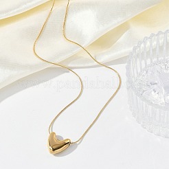 ステンレススチールペンダントスネークチェーンネックレス304個（女性用）  18KGP本金メッキ  ハート  16.10インチ（40.9cm）&nbsp;NJEW-M087-01G-02