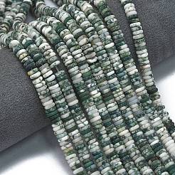 フロスト加工の天然樹木瑪瑙ツリーアゲートビーズ連売り  ロンデル  6x2mm  穴：0.7mm  約150~160個/連  14.57~14.96''（37~38センチメートル）&nbsp;G-K389-C15-01