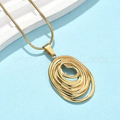 304ステンレススチール製オーバルペンダントネックレス＆スタッドピアスセット（女性用）  イオンプレーティング（ip）  ゴールドカラー  15.87インチ（40.3cm）&nbsp;SJEW-B020-01G