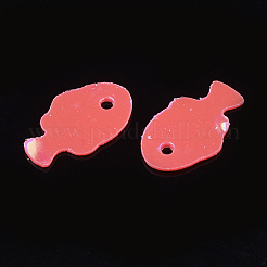 装飾アクセサリー  PVCプラスチック製のスパンコール/スパンコールチャーム  魚  レッド  8x5x0.3mm  穴：0.8mm  約25000個/500g&nbsp;PVC-T003-01E