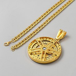 合金製回転式ドル記号ペンダント キューバンリンクチェーンネックレス  ゴールドカラー  28.62インチ（72.7cm）&nbsp;NJEW-WH0020-67A