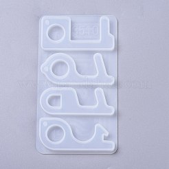 ノータッチドアオープナー食品グレードのシリコーン型  非接触キーホルダー型  UVレジン用  エポキシ樹脂ジュエリー作り  ホワイト  141x82x7mm&nbsp;DIY-K025-14