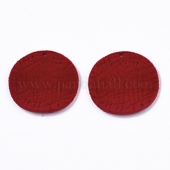 フロッキー合金ペンダント  フラットラウンド  ファイヤーブリック  30x2.5mm  穴：1.8mm&nbsp;PALLOY-S134-002C