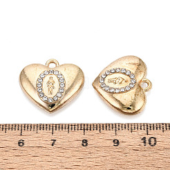 合金ラインストーンペンダント  ハートチャーム  ライトゴールド  19.5x21.5x4mm  穴：1.8mm&nbsp;FIND-N008-26KCG