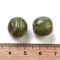 レジンヨーロピアンビーズ  大穴丸いビーズ  オリーブドラブ  13x12mm  穴：4.8mm&nbsp;RESI-Z030-05D