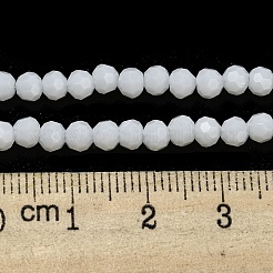 不透明ガラスビーズスタンド  ファセット（32ファセット）  ラウンド  ホワイト  4mm  穴：0.7mm  約87~93個/連  32~33cm&nbsp;EGLA-A035-P4mm-D01