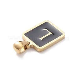 304ステンレスペンダント  エナメル  18KGP本金メッキ  文字チャーム付きの長方形  文字l  17.5x12x1.5mm  穴：5x3mm&nbsp;STAS-R119-08G-L
