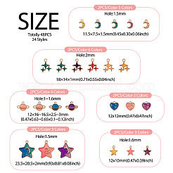 48個24スタイルアロイエナメルペンダント  混合図形  ミックスカラー  11.5~23.5x7.5~20.5x1~3mm  穴：1~2mm  2個/スタイル&nbsp;ENAM-TA0003-16