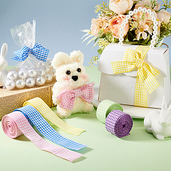 25 ヤード 5 色のポリエステル リボン  タータンリボン  ギフト包装用  花の弓工芸品の装飾  ミックスカラー  1インチ（25mm）  5ヤード/カラー&nbsp;OCOR-PH0004-20