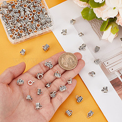 120 個 12 スタイルのチベットスタイル合金チューブベイル  ループベイル  保釈ビーズ  ミックスカラー  4~11.5x4.5~12mm  穴：1.5~2.5mm  10個/スタイル&nbsp;TIBE-ME0001-06