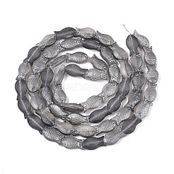つや消しガラスビーズ連売り  魚  濃いグレー  15x8.1x5mm  穴：0.9~1mm  約55個/連  25.59''（65センチメートル）&nbsp;GLAA-T023-40C-01