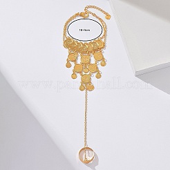 女性用真鍮リンク指輪ブレスレット  フラットラウンド  18KGP本金メッキ  内径：7-1/8インチ（18cm）&nbsp;HQ4886