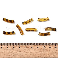 透明アクリルチューブビーズ  カーブチューブ  ヒョウプリント模様  ライトカーキ  19.5~20x5mm  穴：1.5mm&nbsp;OACR-ZX005-41