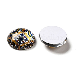 ガラスカボション  花柄のハーフラウンド/ドーム  ミックスカラー  14x5.5mm  20個/袋&nbsp;GLLA-Q087-02A
