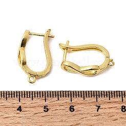 インフィニティ真鍮フープピアス金具  水平ループ付き  ラッチバック  ゴールドカラー  23x13.5x6mm  穴：1.2mm  ピン：1mm&nbsp;KK-A289-10G