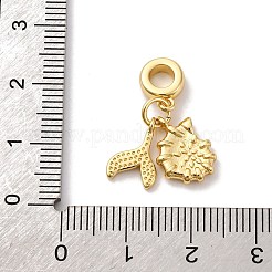 真鍮エナメルヨーロッパダングルビーズ  魚の尾と巻貝の大きな穴のペンダント  18KGP本金メッキ  カドミウムフリー＆鉛フリー  ラックめっき  長持ちメッキ  サクランボ色  23mm  穴：4mm&nbsp;KK-Q098-38G-B