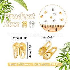 304ステンレススチールボールチープ  カロット終了  クラムシェルノットカバー  ゴールデン·ステンレス鋼色  4x2mm  穴：1mm  2色  150個/カラー  300個/箱&nbsp;STAS-UN0001-90
