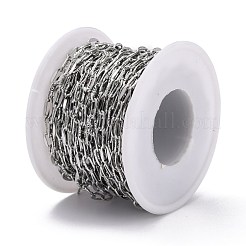 変色しにくい304ステンレススチールアズキチェーン  スプールで  ハンダ付け  ステンレス鋼色  7.5x3.5x0.8mm  10.93ヤード（10m）/ロール&nbsp;CHS-D033-05P-01