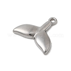 海洋生物をテーマにした304ステンレススチールチャーム  ステンレス鋼色  魚尾  13x14x2mm  穴：1.2mm&nbsp;STAS-Z179-40P-03B