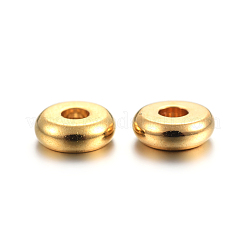 304ステンレススチールスペーサービーズ  フラットラウンド  18KGP本金メッキ  4x1.2mm  穴：1.2mm&nbsp;STAS-F191-13G-A