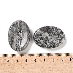 楕円形の天然地図の石の心配の石  不安を軽減する親指石マッサージャー  35.5x25.5x7mm&nbsp;G-G104-01C