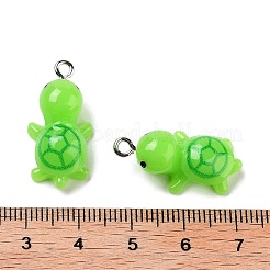 不透明樹脂ペンダント  亀のチャーム  芝生の緑  25x12.5x9mm  穴：2mm&nbsp;RESI-N039-84D