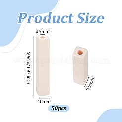 50個入りウッドビーズ  長方形  パパイヤホイップ  50x10x9.5mm  穴：4.5mm&nbsp;WOOD-OC0004-18