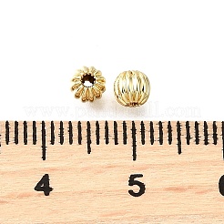 真鍮製筋入りビーズ  鉛フリー＆カドミウムフリー  ラックめっき  持続的なメッキ  ラウンド  18KGP本金メッキ  4mm  穴：1.2mm&nbsp;KK-V011-01A-G