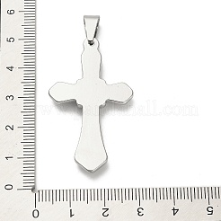304ステンレスペンダント  クロスチャーム  ステンレス鋼色  45x25.5x4mm  穴：9x4.5mm&nbsp;STAS-Q343-15P