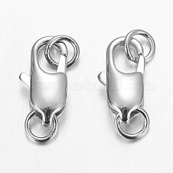 プラチナメッキ真鍮カニカンジュエリー作り用  丸カン付き  カドミウムフリー＆鉛フリー  16x6mm  穴：2.5mm&nbsp;X-KK-KK802-P