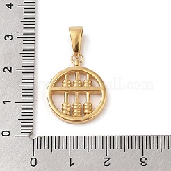 PVD真空メッキ304ステンレスペンダント  フラットラウンドいそろばんチャーム  ゴールドカラー  19.5x17x2.5mm  穴：7x3mm&nbsp;STAS-R232-05G