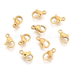 304ステンレススチール製ロブスタークロウ留め金  ゴールドカラー  10x7x3mm  穴：1.2mm&nbsp;STAS-T040-PJ212-10