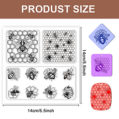 シリコーン粘土テクスチャマット  粘土モデリング模様パッド  ミツバチ  140x140x3mm&nbsp;AJEW-WH0447-042