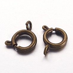 真鍮のスプリングリングの留め金  ジュエリーには大きな  アンティークブロンズ  9mm  穴：1.5mm&nbsp;X-KK-H418-AB