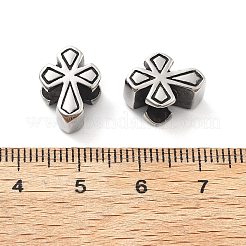 304ステンレススチールヨーロピアンビーズ  大穴ビーズ  クロス  アンティークシルバー  13.5x10.5x7.5mm  穴：5.5mm&nbsp;STAS-V008-42AS