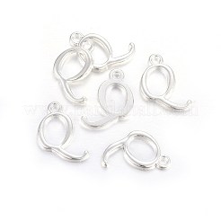 シルバーカラーメッキアロイレターペンダント  ラックめっき  カドミウムフリー＆鉛フリー  文字.q  12x15x2mm  穴：1.5mm&nbsp;X-PALLOY-J718-01S-Q