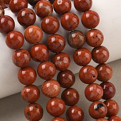 天然石レッドジャスパービーズ連売り  ラウンド  8mm  穴：1mm  約45~47個/連  15インチ&nbsp;G-K153-B19-8mm
