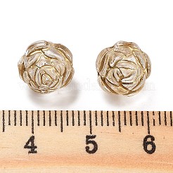 メタル入り透明アクリルビーズ  黄金メッキ  ローズ  ゴールド  10x10x10mm  穴：1mm  約1000個/500g&nbsp;MACR-M045-05