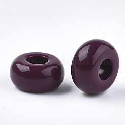 オペークアクリルヨーロピアンビーズ  大穴ビーズ  ロンデル  暗赤色  13x7mm  穴：5mm&nbsp;X-SACR-T344-06D