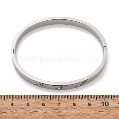 女性用304ステンレススチールラインストーンバングル  ステンレス鋼色  内径：2x2-3/8インチ（5x6cm）&nbsp;BJEW-Z092-16P