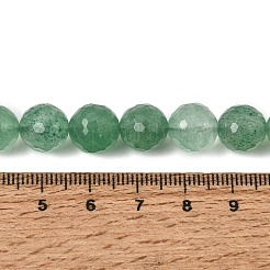 天然の緑のイチゴクォーツビーズ連売り  ファセット（128ファセット）  ラウンド  9.5~10mm  穴：0.9mm  約38個/連  14.80~14.92''（37.6~37.9センチメートル）&nbsp;GG-CBA0166-A02-10mm