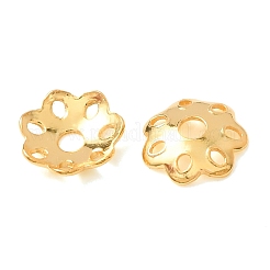 925スターリングシルバービーズキャップ  マルチ花弁  花  18KGP本金メッキ  5x1.2mm  穴：1.2mm  約250個/10g&nbsp;STER-C007-03C-G