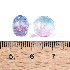 ツートンカラーの透明アクリルビーズ  ロンデル  グリッターパウダー付き  多面カット  ライトスカイブルー  10x8mm  穴：1.6mm  約980個/500g&nbsp;AC-CBAE44E-01A-06