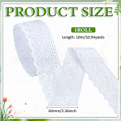 綿レースリボン  洋服アクセサリー用  ホワイト  2-3/8インチ（60mm）  約10.94ヤード（10m）/ロール&nbsp;SRIB-WH0011-489A