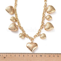 女性用合金製フラワーテクスチャハートビブネックレス  ゴールドカラー  18.50インチ（47cm）&nbsp;LS-NJEW-S458-01G